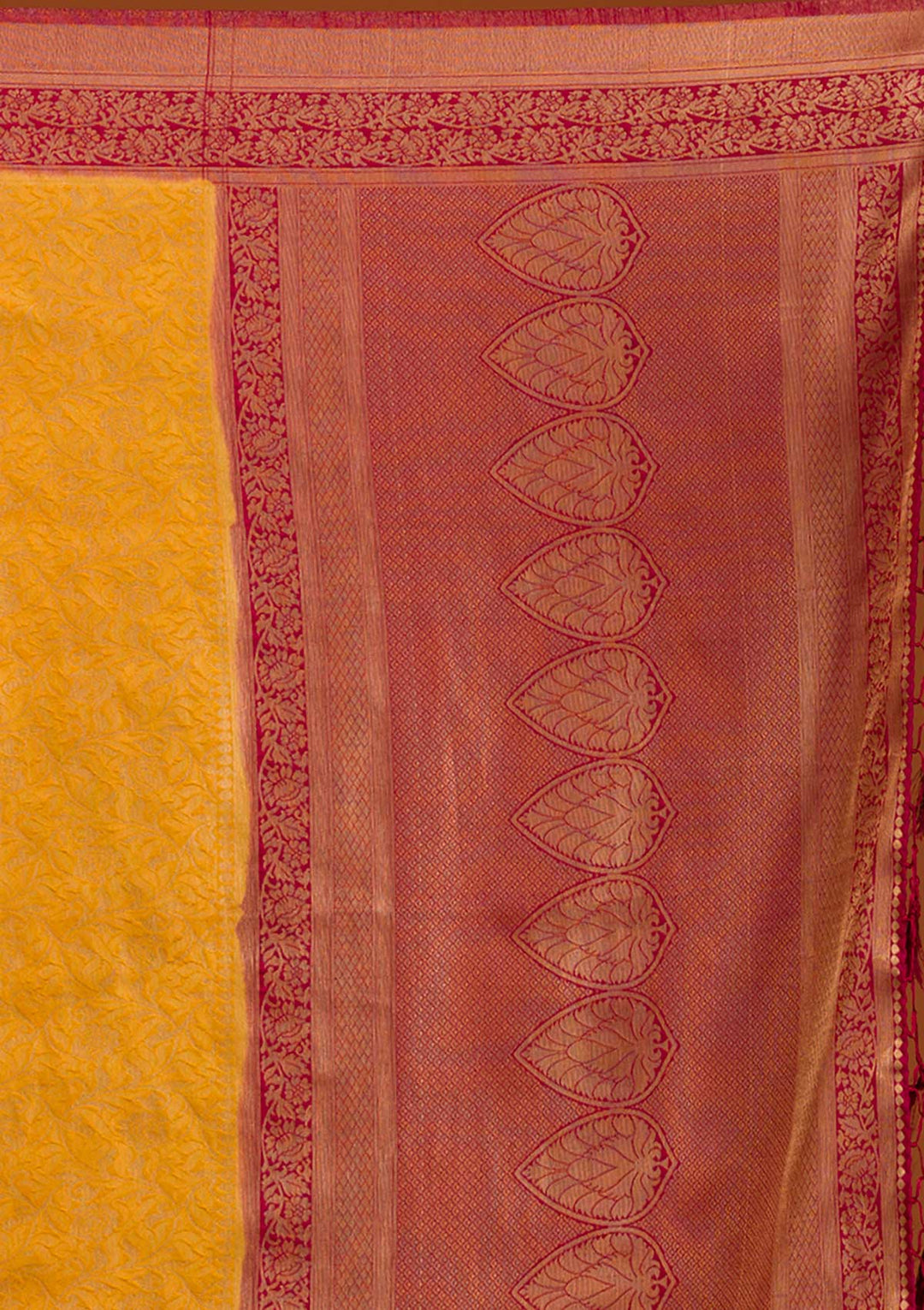 Mustard Zariwork Banarasi Saree-Koskii