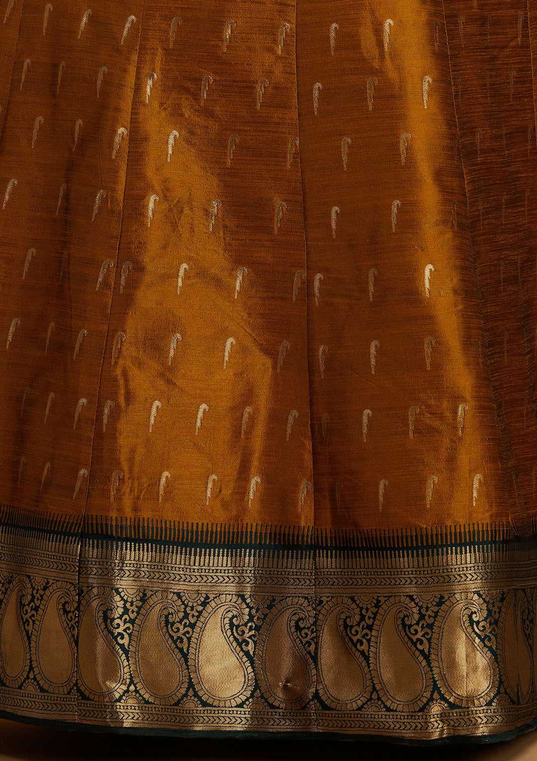 Mustard Zariwork Brocade Designer Semi-Stitched Lehenga - Koskii