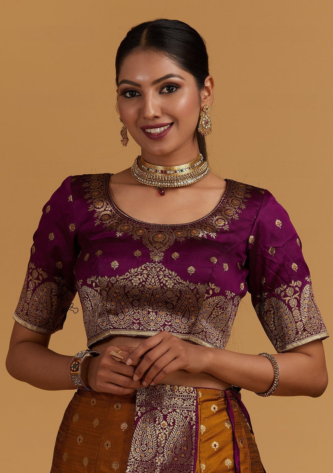 Mustard Zariwork Brocade Designer Semi-Stitched Lehenga - Koskii