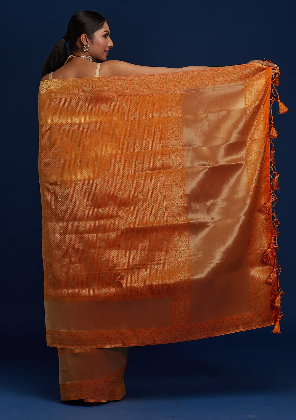 Mustard Zariwork Brocade Designer Saree - Koskii