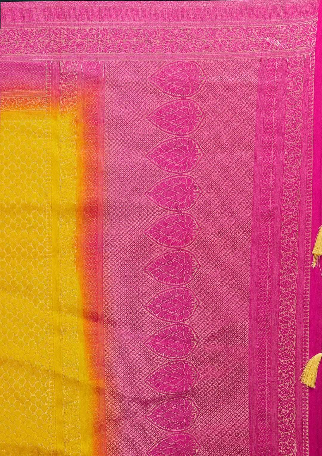 Mustard Zariwork Brocade Saree - Koskii