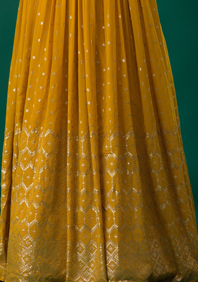 Mustard Zariwork Georgette Designer Salwar Suit-Koskii