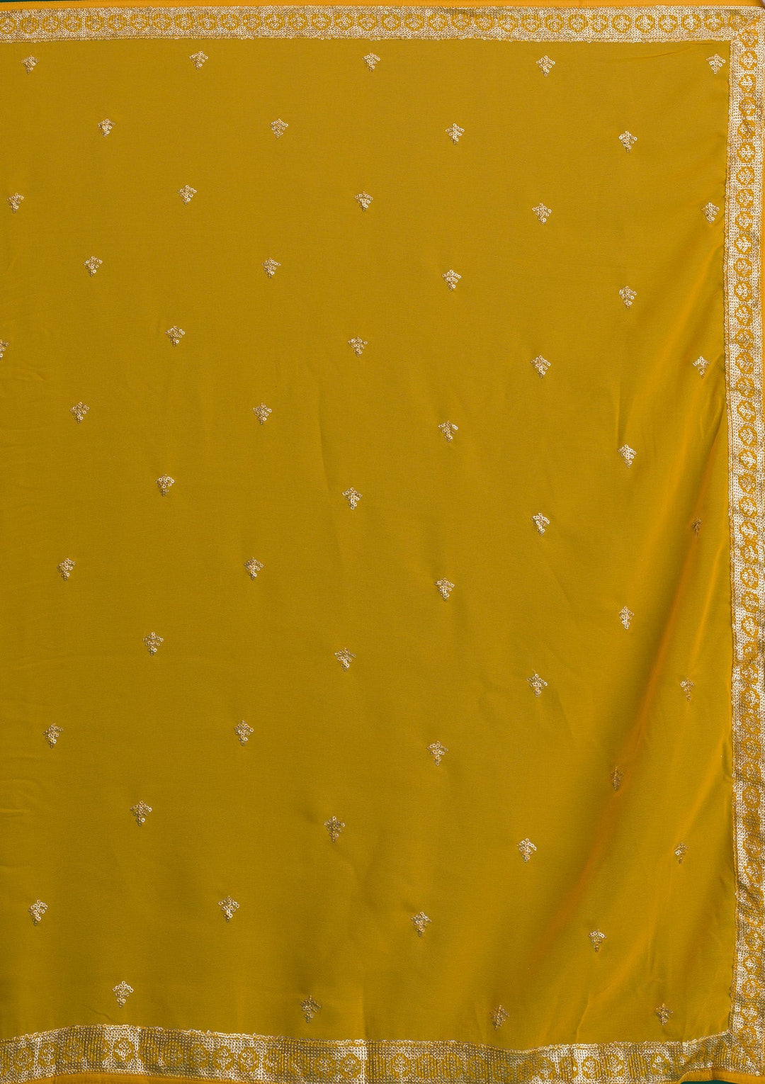 Mustard Zariwork Georgette Designer Salwar Suit-Koskii