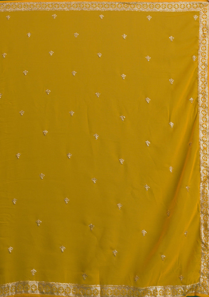 Mustard Zariwork Georgette Designer Salwar Suit-Koskii