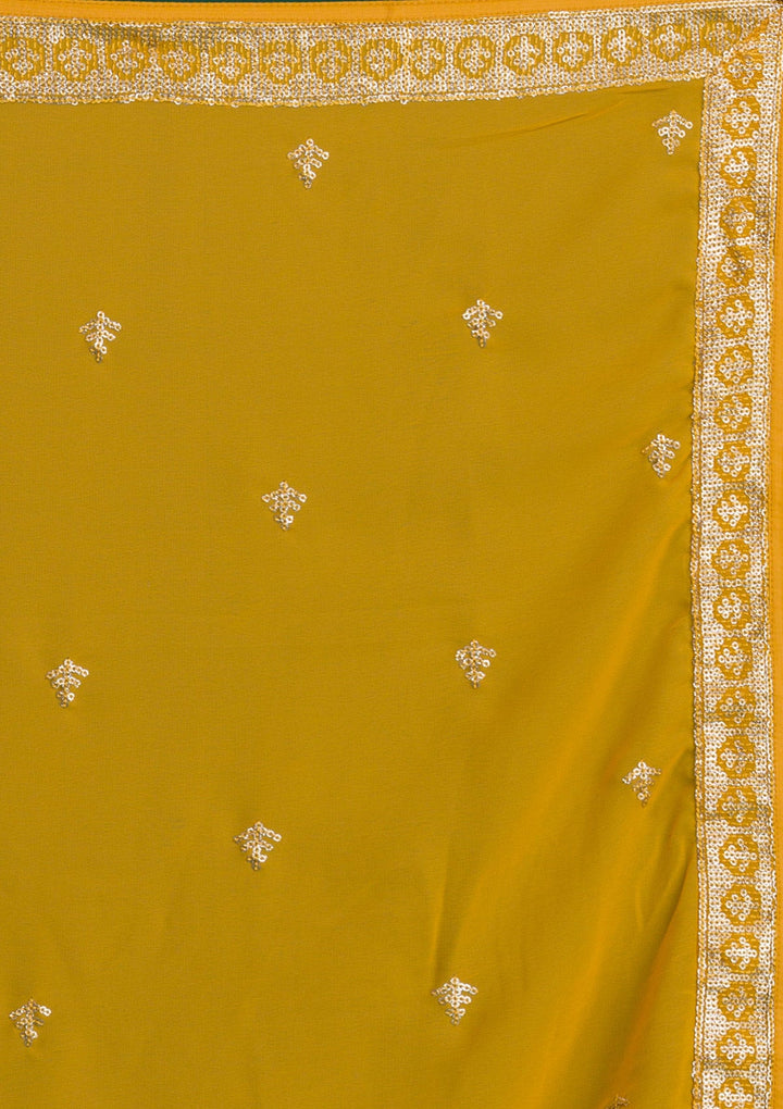 Mustard Zariwork Georgette Designer Salwar Suit-Koskii