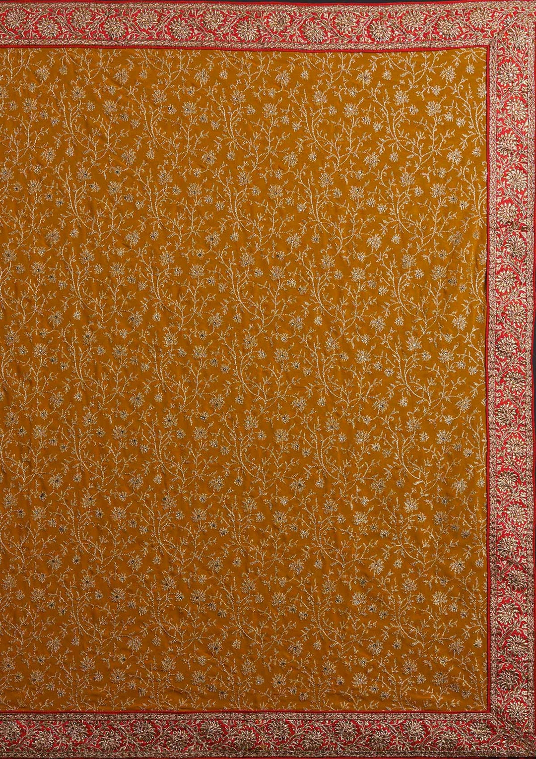 Mustard Zariwork Georgette Designer Saree - Koskii