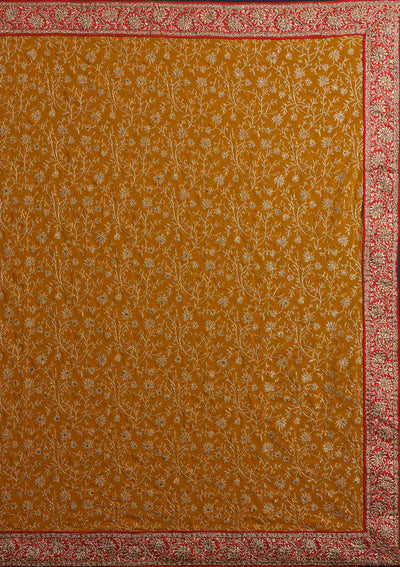 Mustard Zariwork Georgette Designer Saree - Koskii