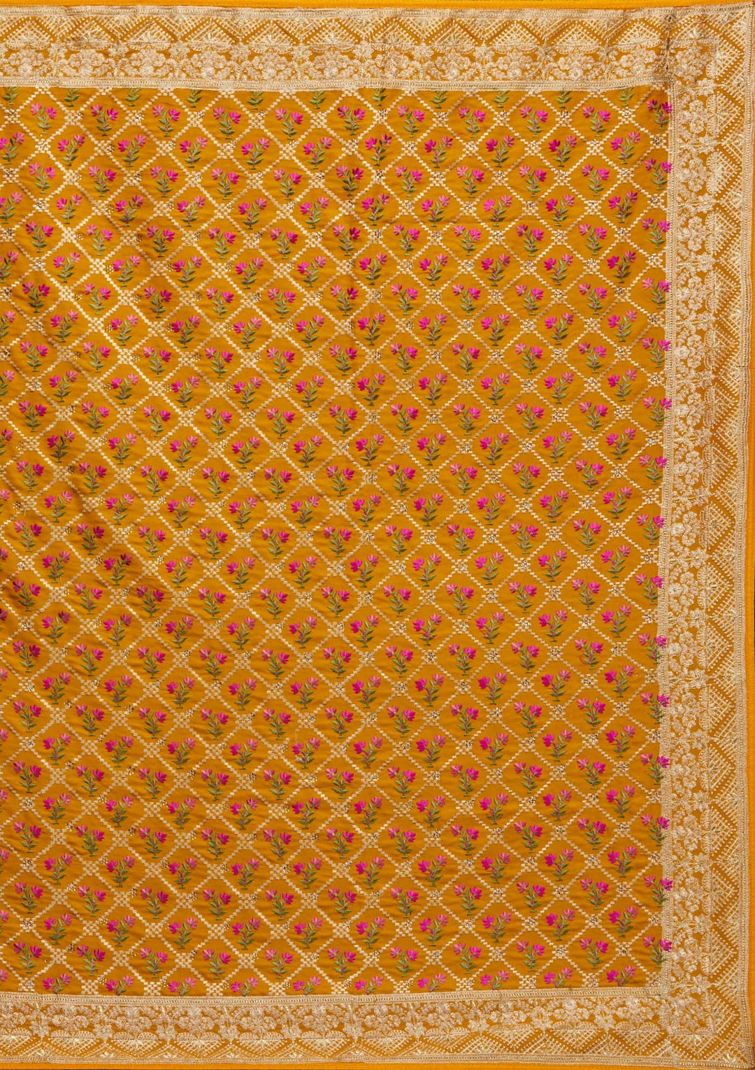 Mustard Zariwork Georgette Saree - Koskii
