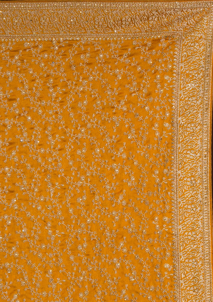 Mustard Zariwork Georgette Saree-Koskii