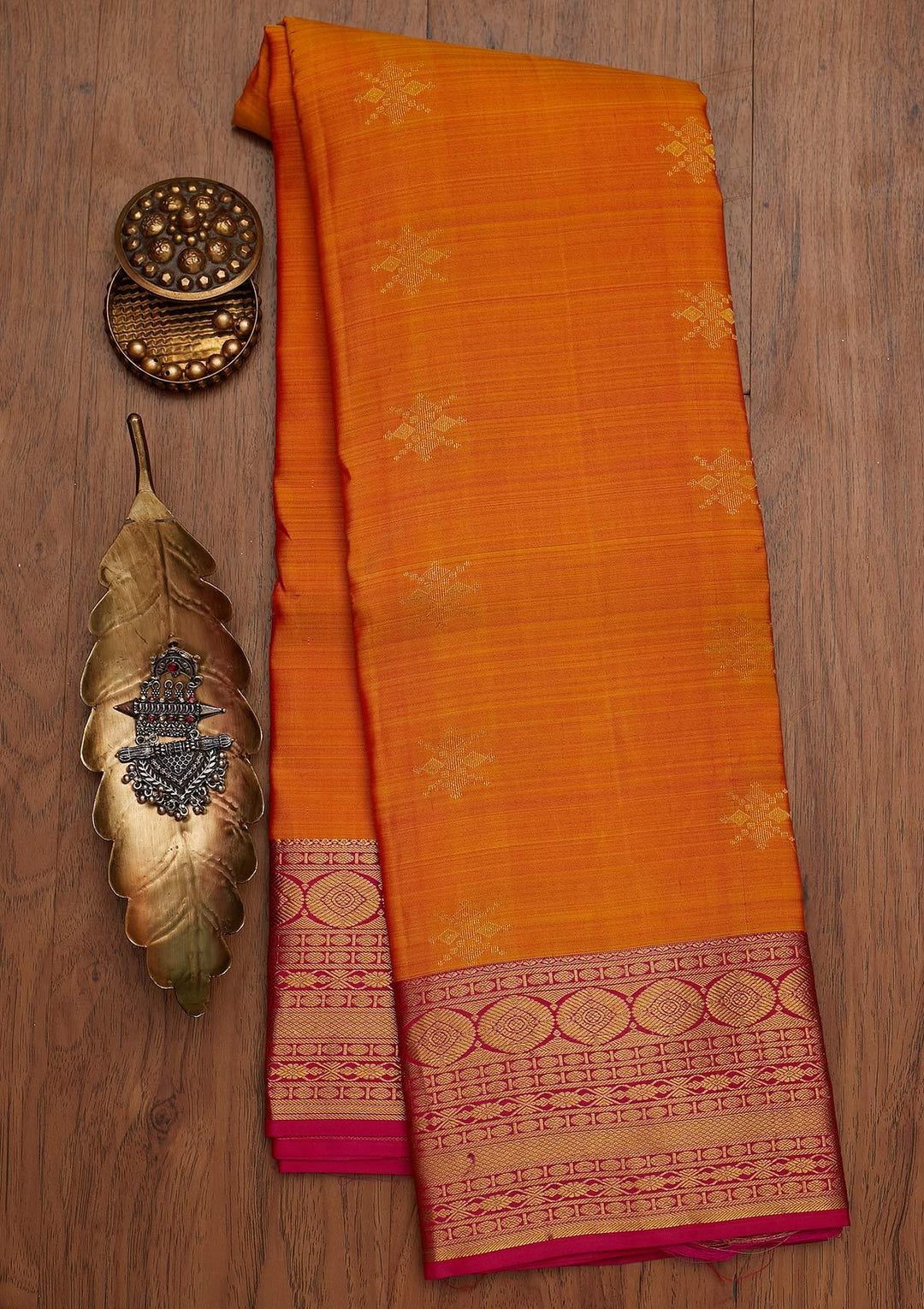Mustard Zariwork Pure Silk Designer Saree - koskii