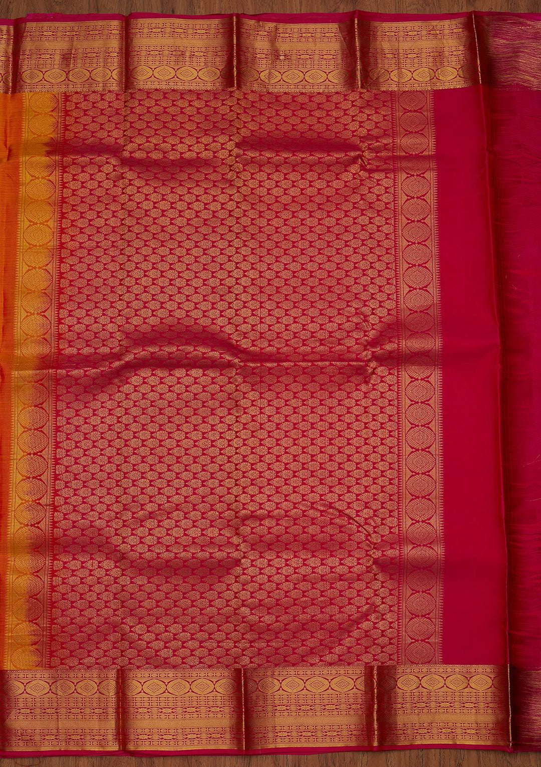 Mustard Zariwork Pure Silk Designer Saree - koskii