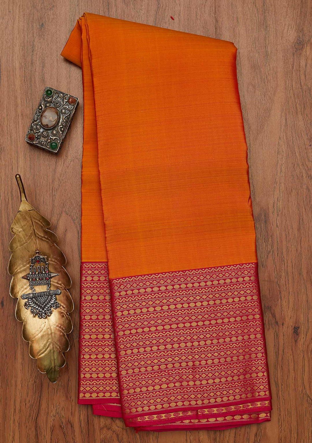 Mustard Zariwork Pure Silk Designer Saree - koskii