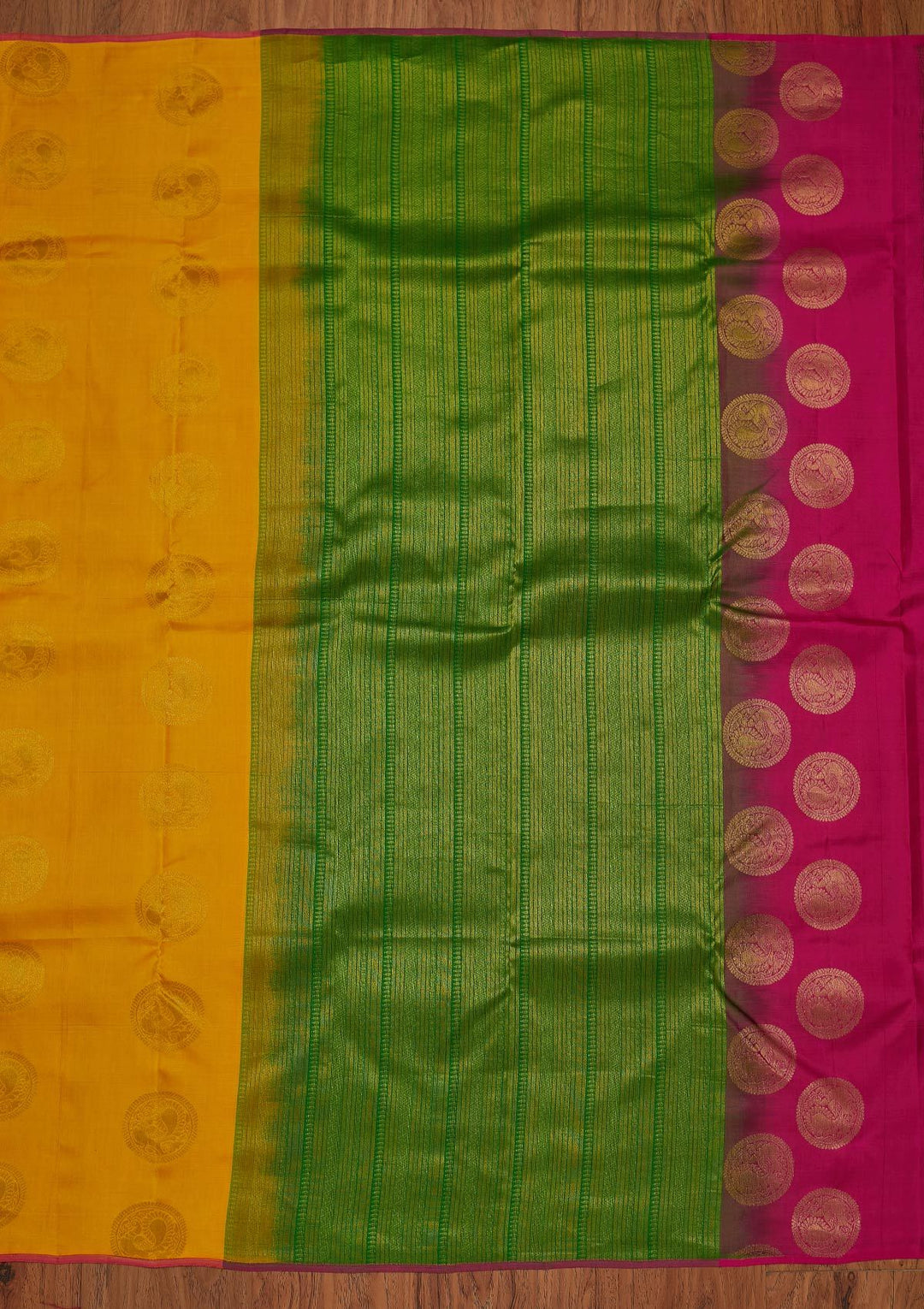 Mustard Zariwork Pure Silk Designer Saree - koskii