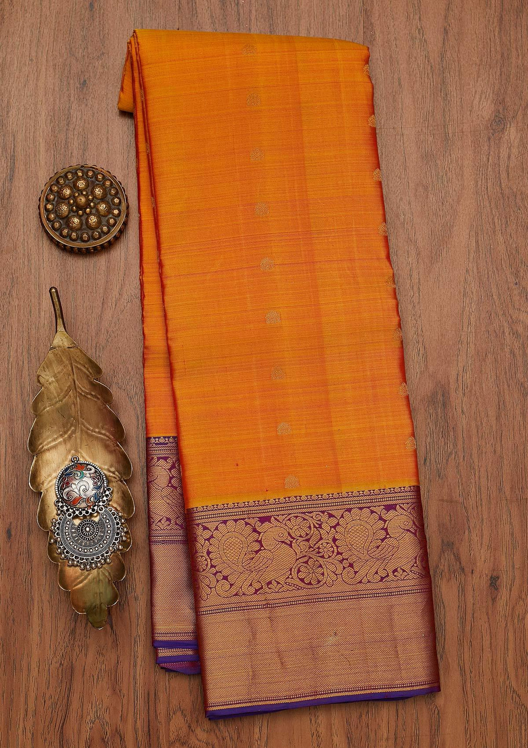 Mustard Zariwork Pure Silk Designer Saree - koskii