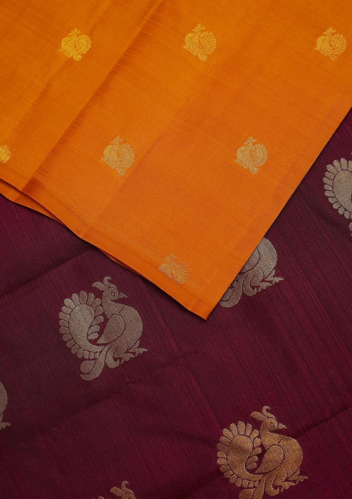 Mustard Zariwork Pure Silk Designer Unstitched Saree - Koskii