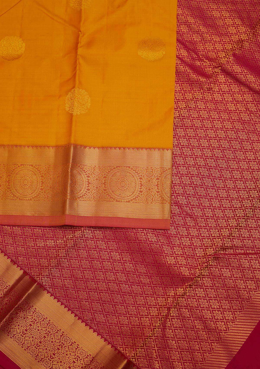 Mustard Zariwork Pure Silk Designer Saree - Koskii