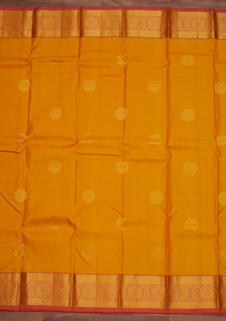 Mustard Zariwork Pure Silk Designer Saree - Koskii