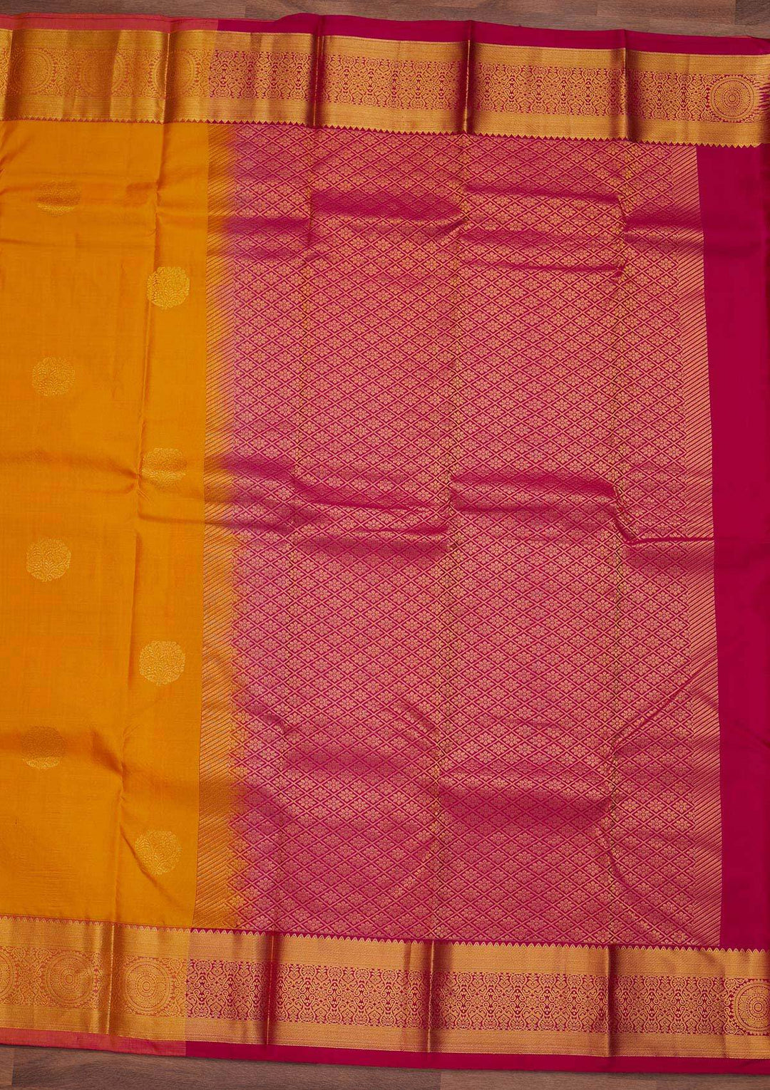 Mustard Zariwork Pure Silk Designer Saree - Koskii