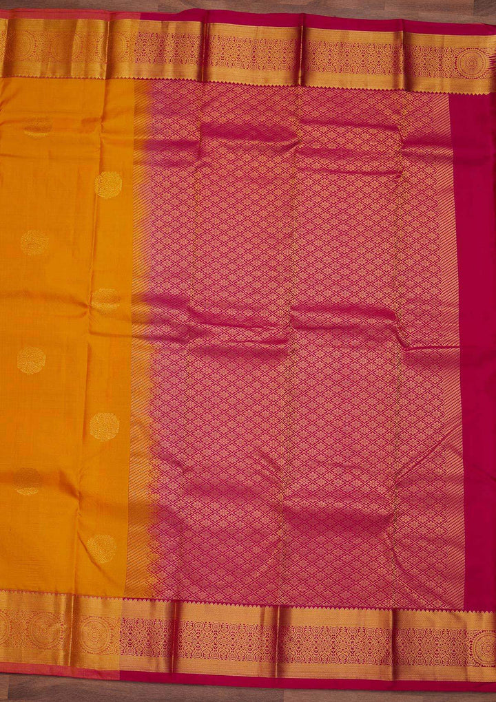 Mustard Zariwork Pure Silk Designer Saree - Koskii