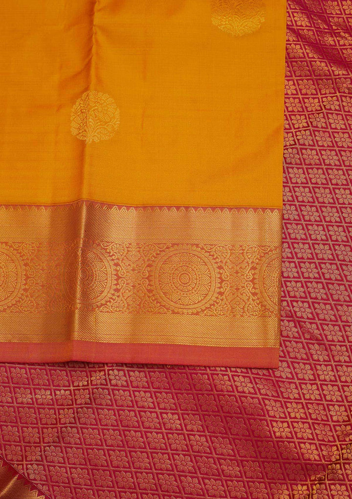 Mustard Zariwork Pure Silk Designer Saree - Koskii