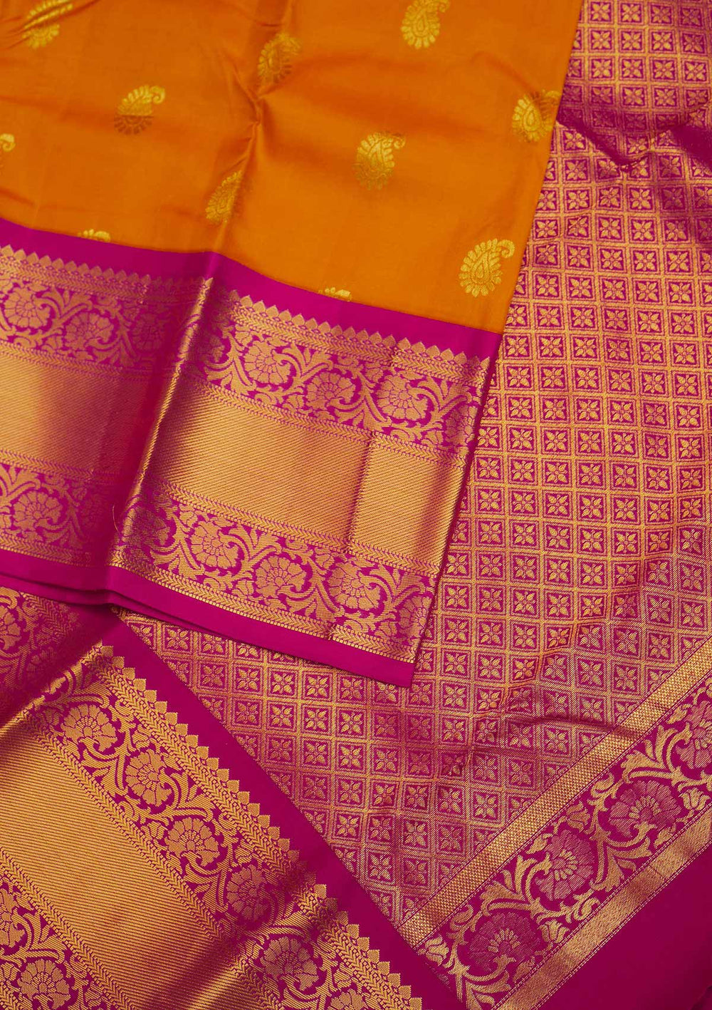 Mustard Zariwork Pure Silk Designer Saree - Koskii