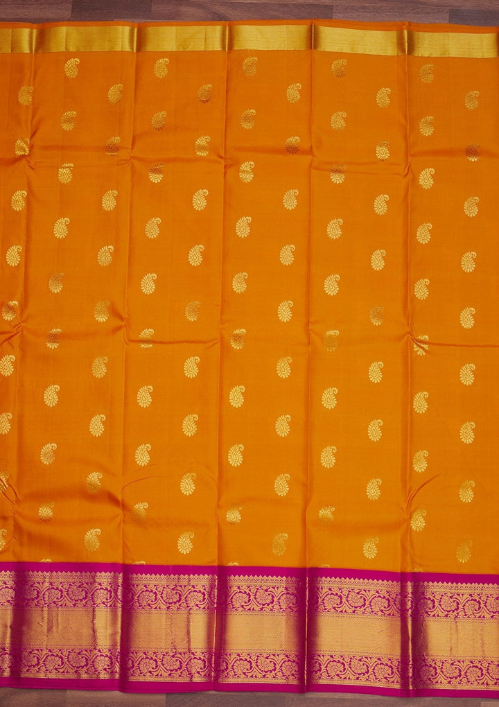 Mustard Zariwork Pure Silk Designer Saree - Koskii