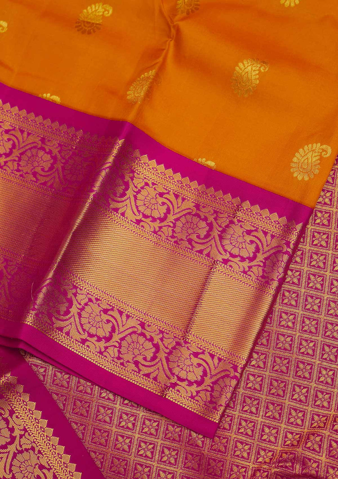 Mustard Zariwork Pure Silk Designer Saree - Koskii