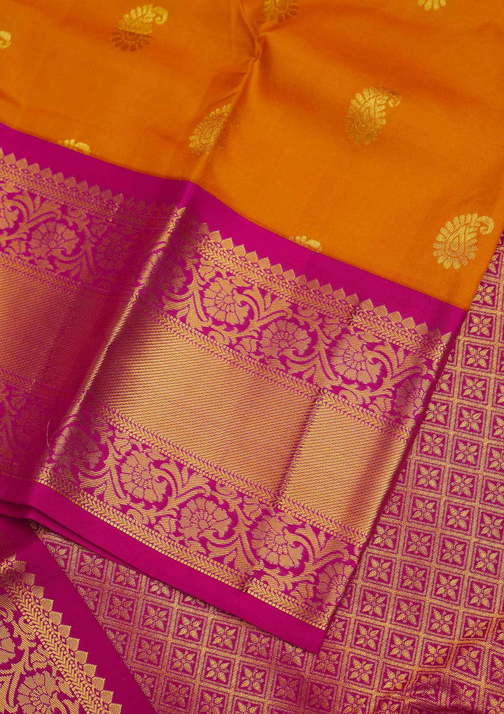 Mustard Zariwork Pure Silk Designer Saree - Koskii
