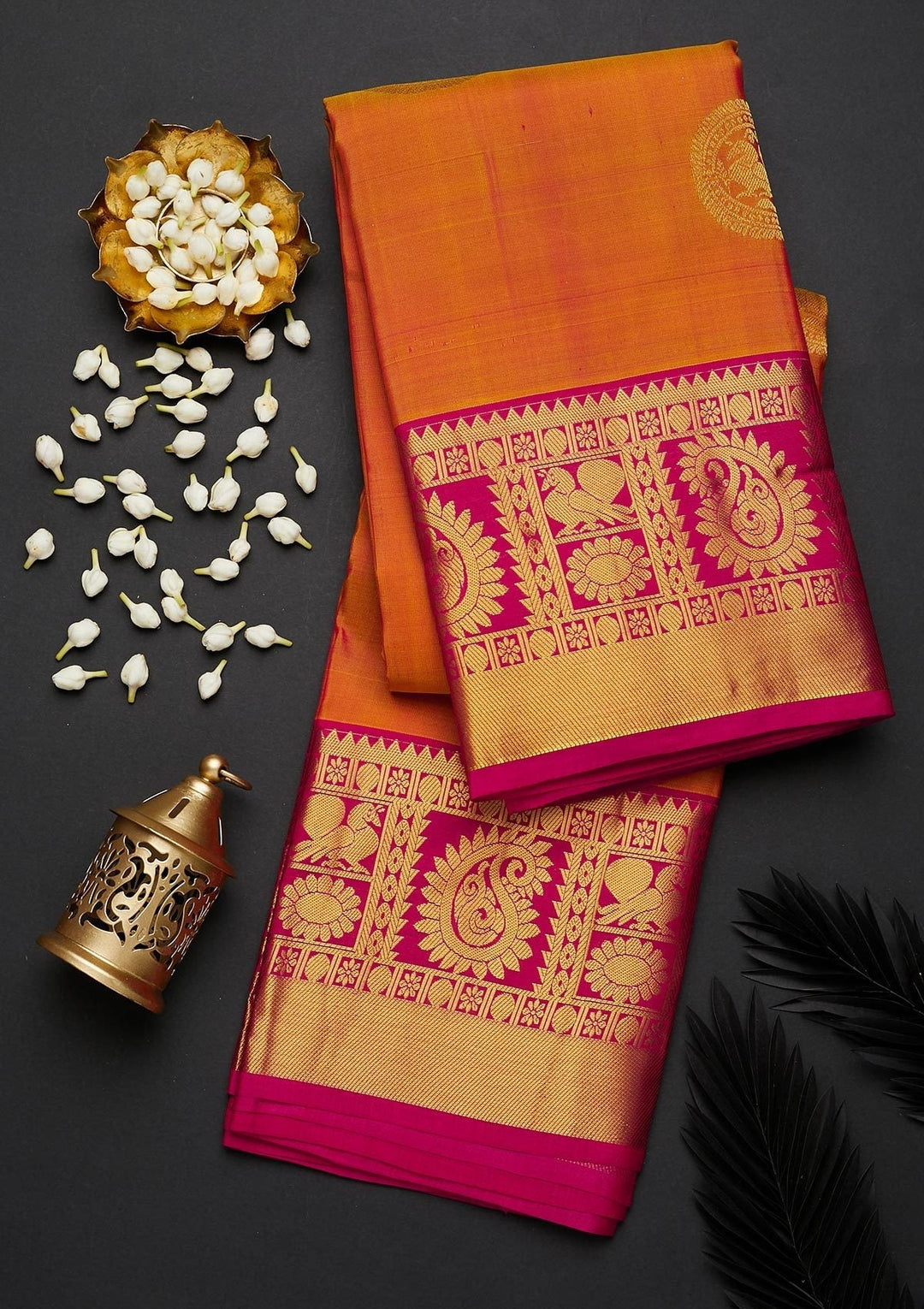 Mustard Zariwork Pure Silk Designer Saree - Koskii