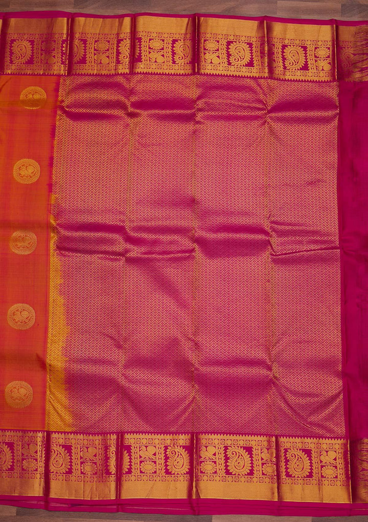 Mustard Zariwork Pure Silk Designer Saree - Koskii