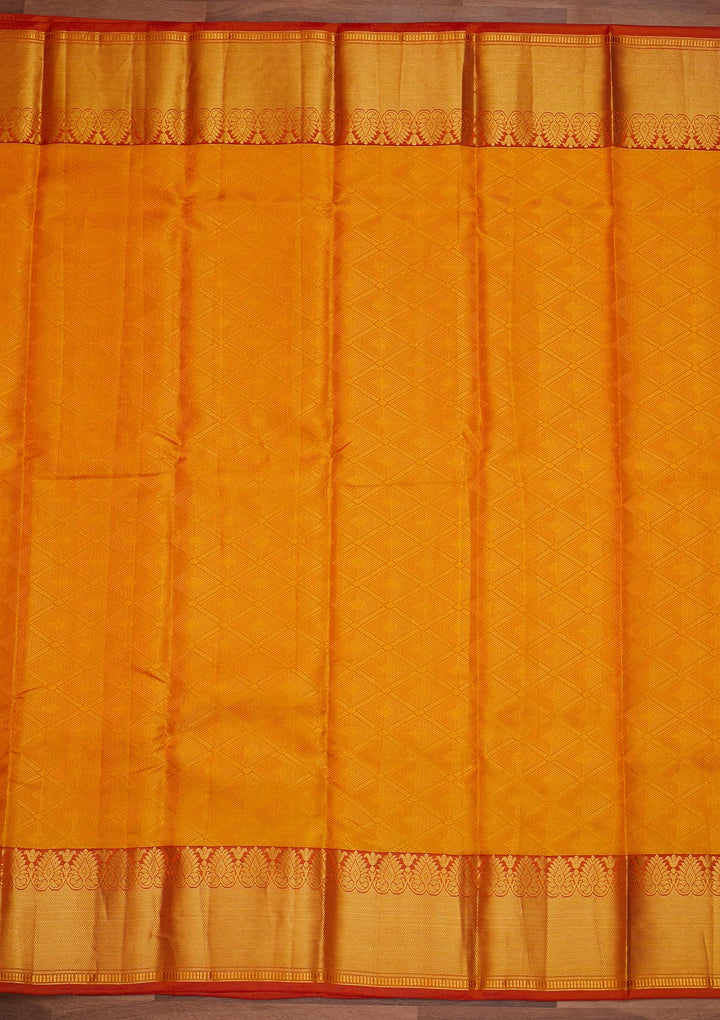 Mustard Zariwork Pure Silk Designer Saree - Koskii