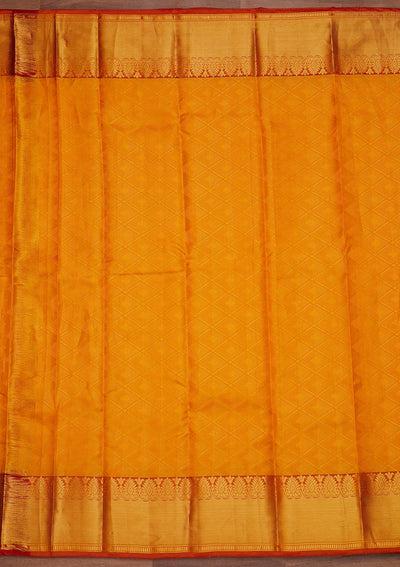 Mustard Zariwork Pure Silk Designer Saree - Koskii