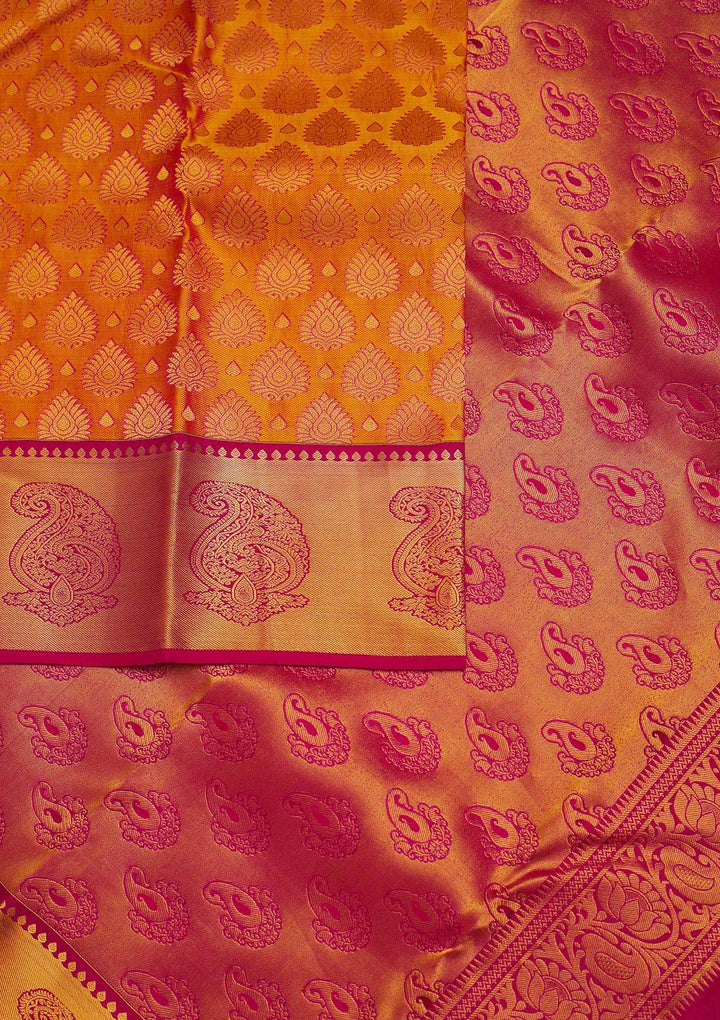 Mustard Zariwork Pure Silk Designer Saree - Koskii