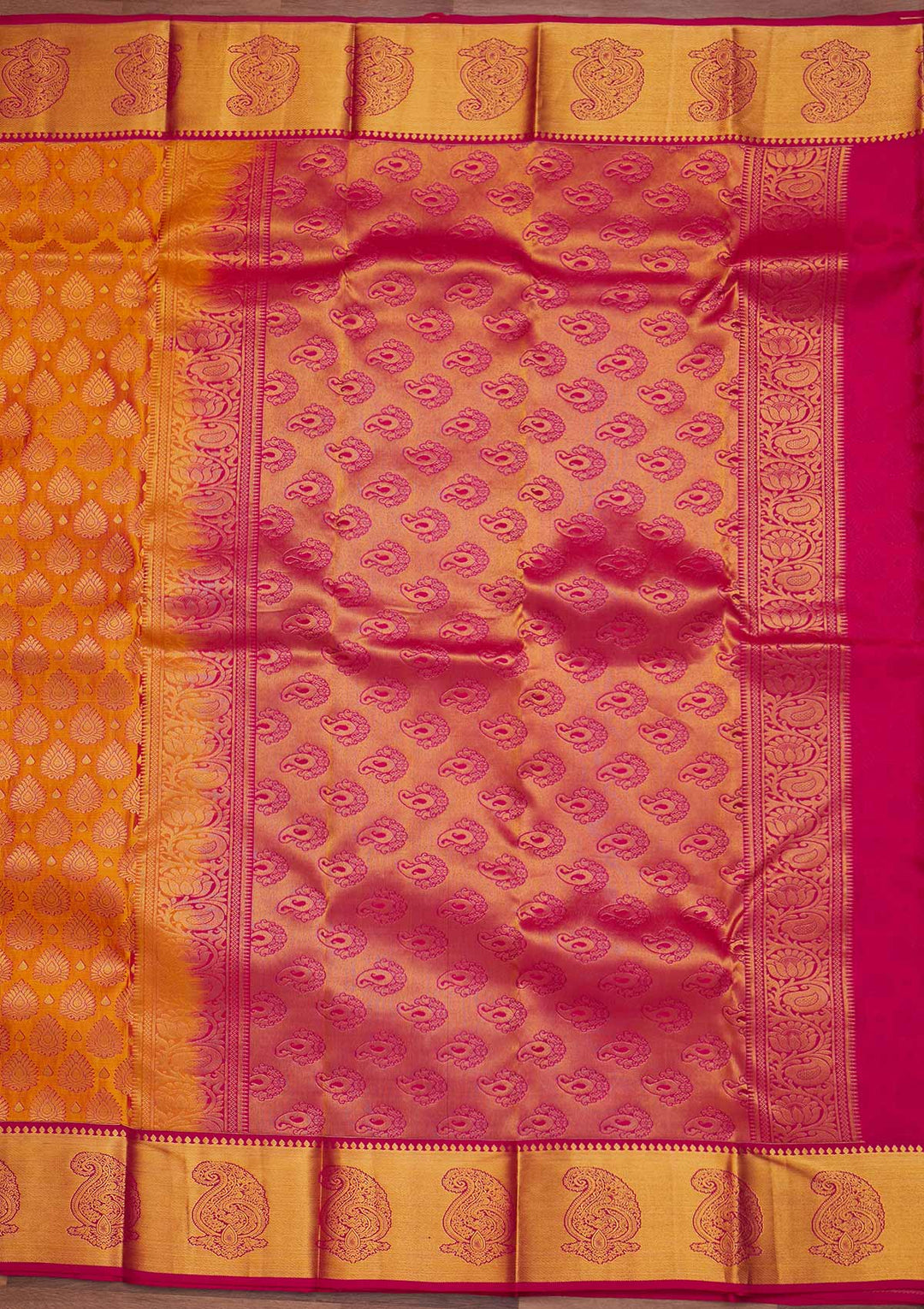 Mustard Zariwork Pure Silk Designer Saree - Koskii