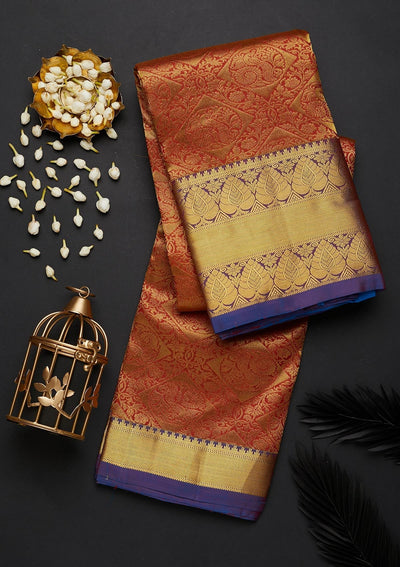 Mustard Zariwork Pure Silk Designer Saree - Koskii