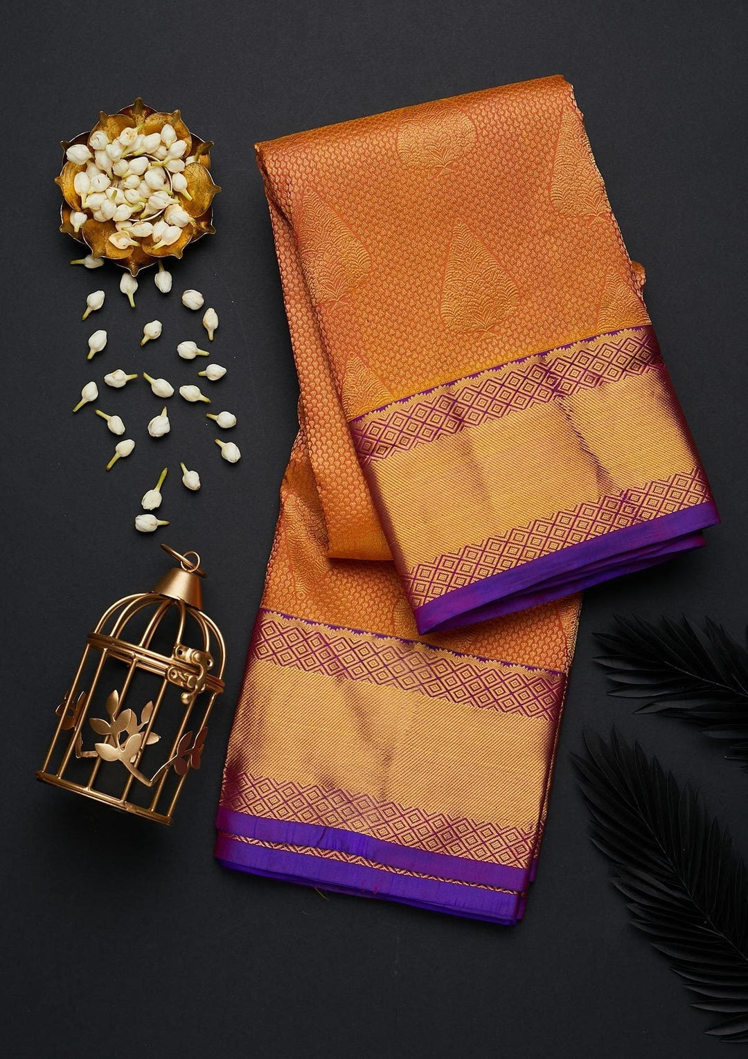 Mustard Zariwork Pure Silk Designer Saree - Koskii