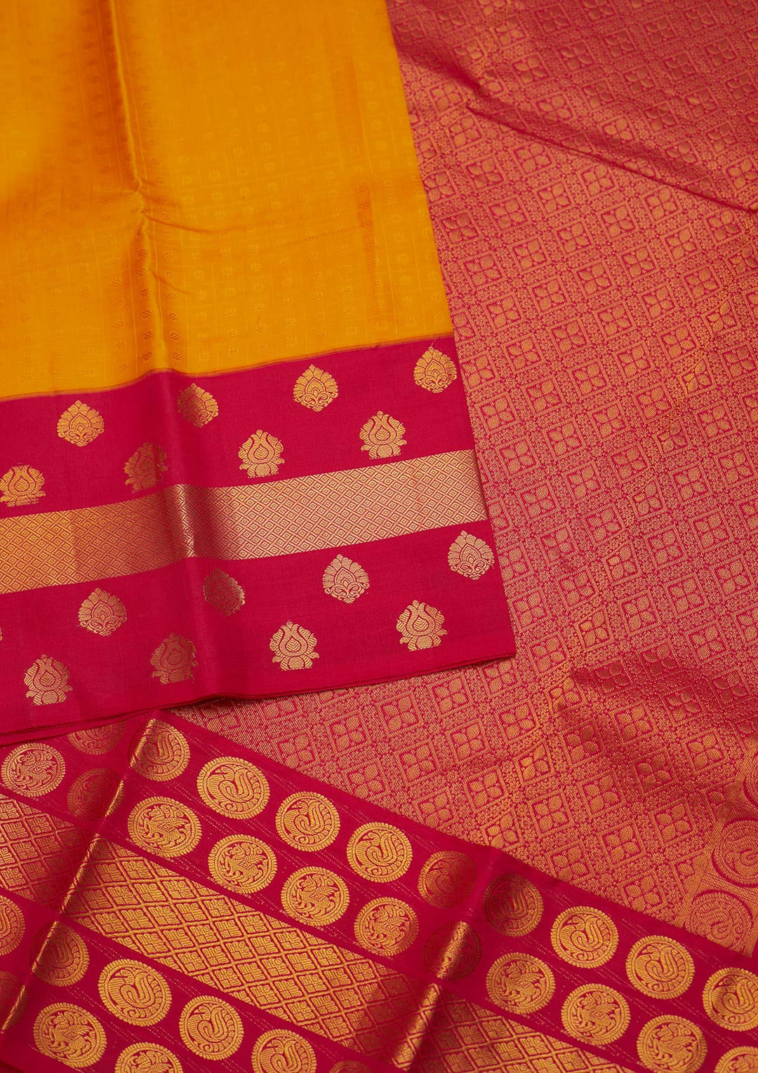 Mustard Zariwork Pure Silk Saree - Koskii