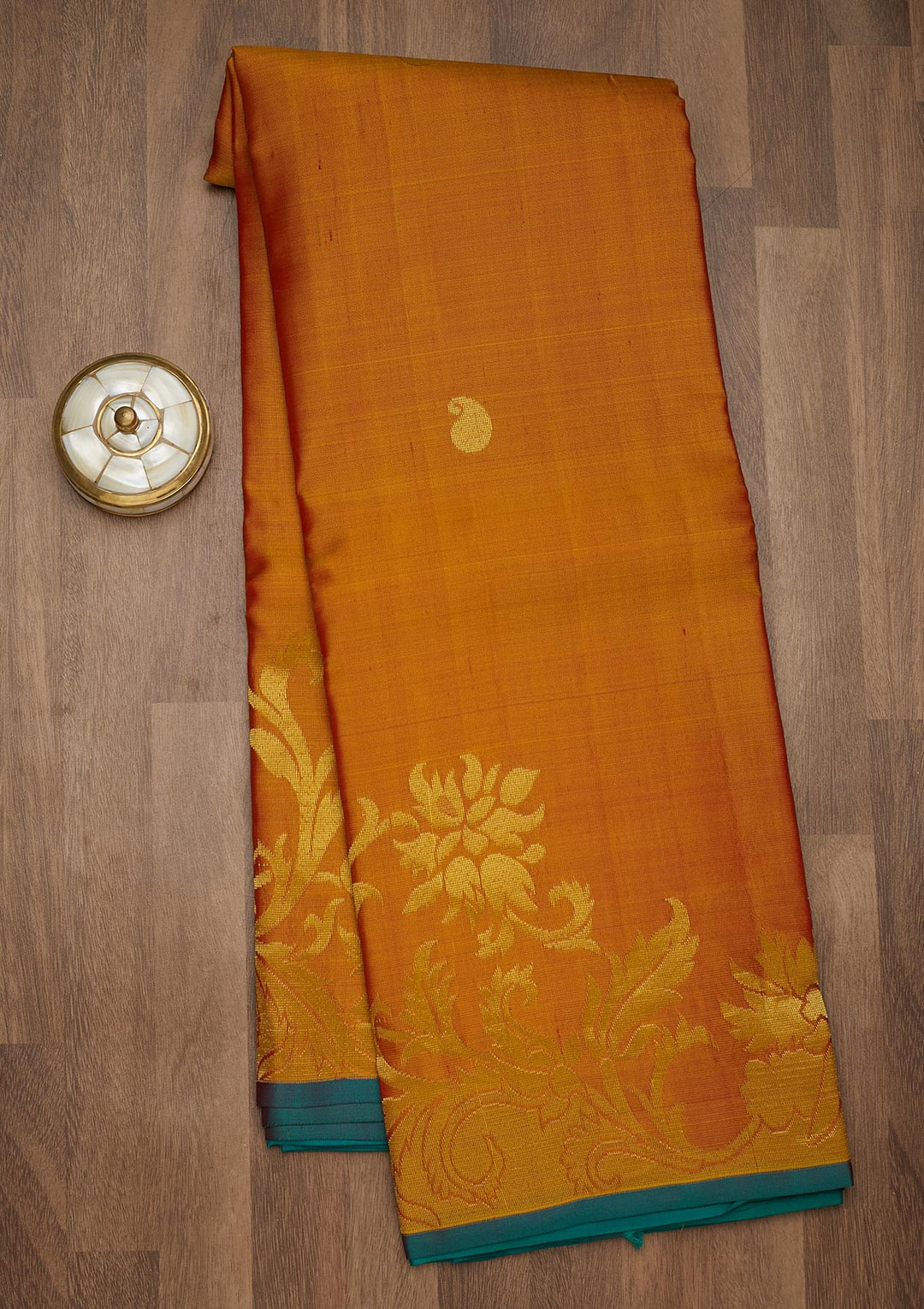 Mustard Zariwork Pure Silk Saree-Koskii