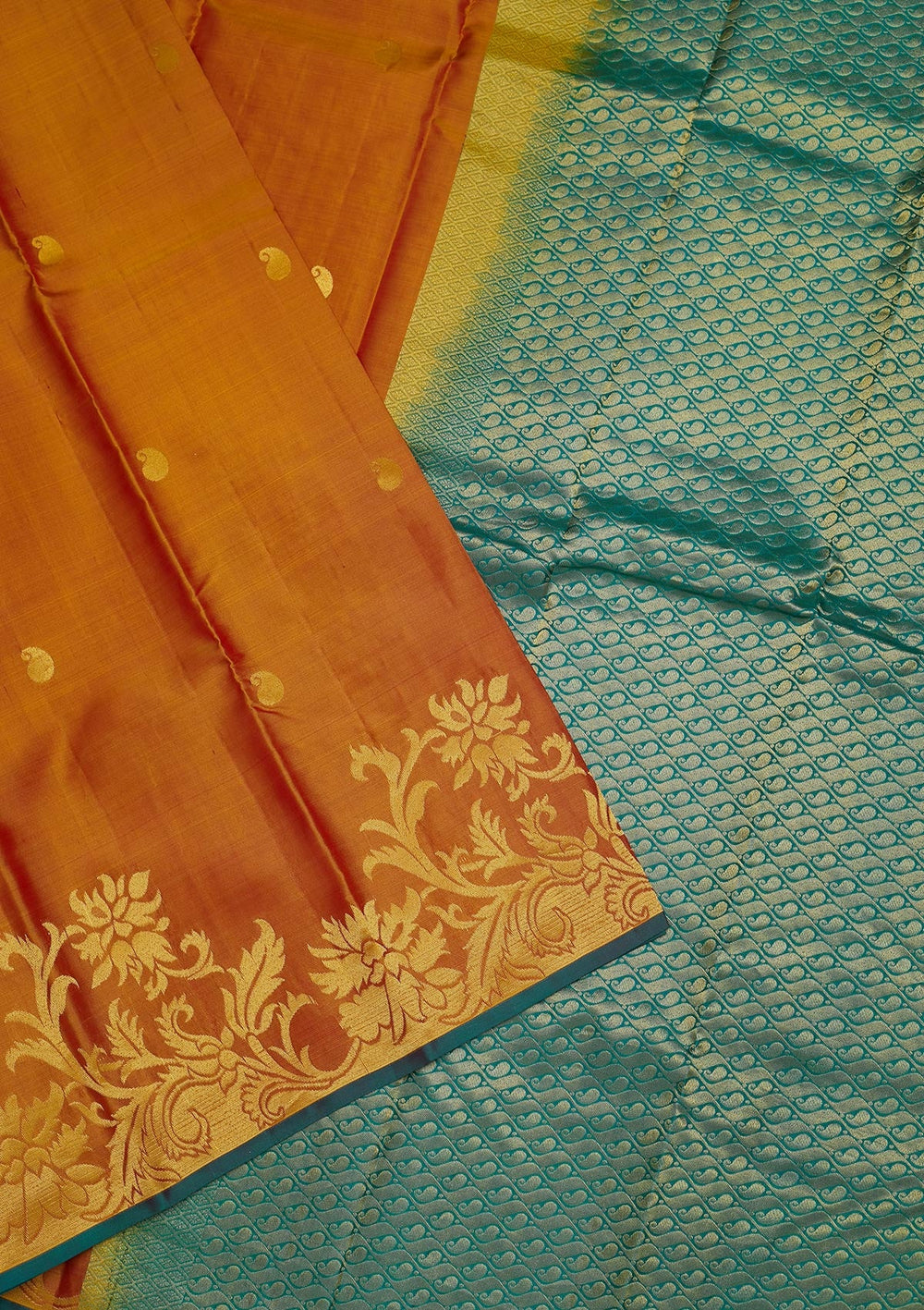Mustard Zariwork Pure Silk Saree-Koskii