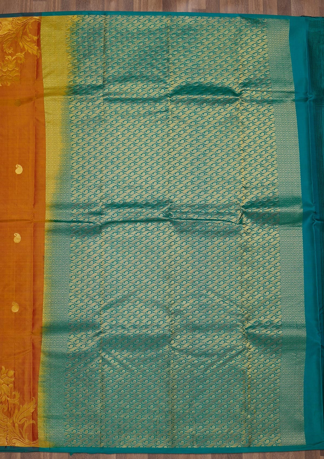 Mustard Zariwork Pure Silk Saree-Koskii
