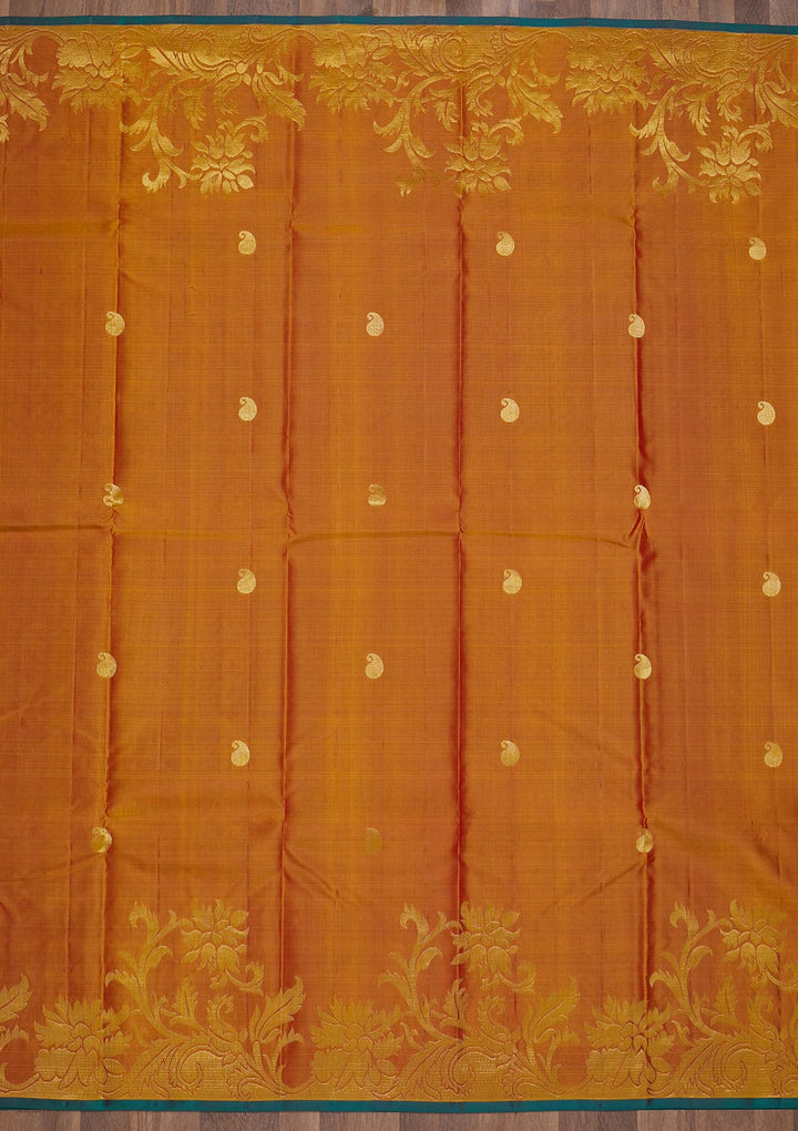 Mustard Zariwork Pure Silk Saree-Koskii