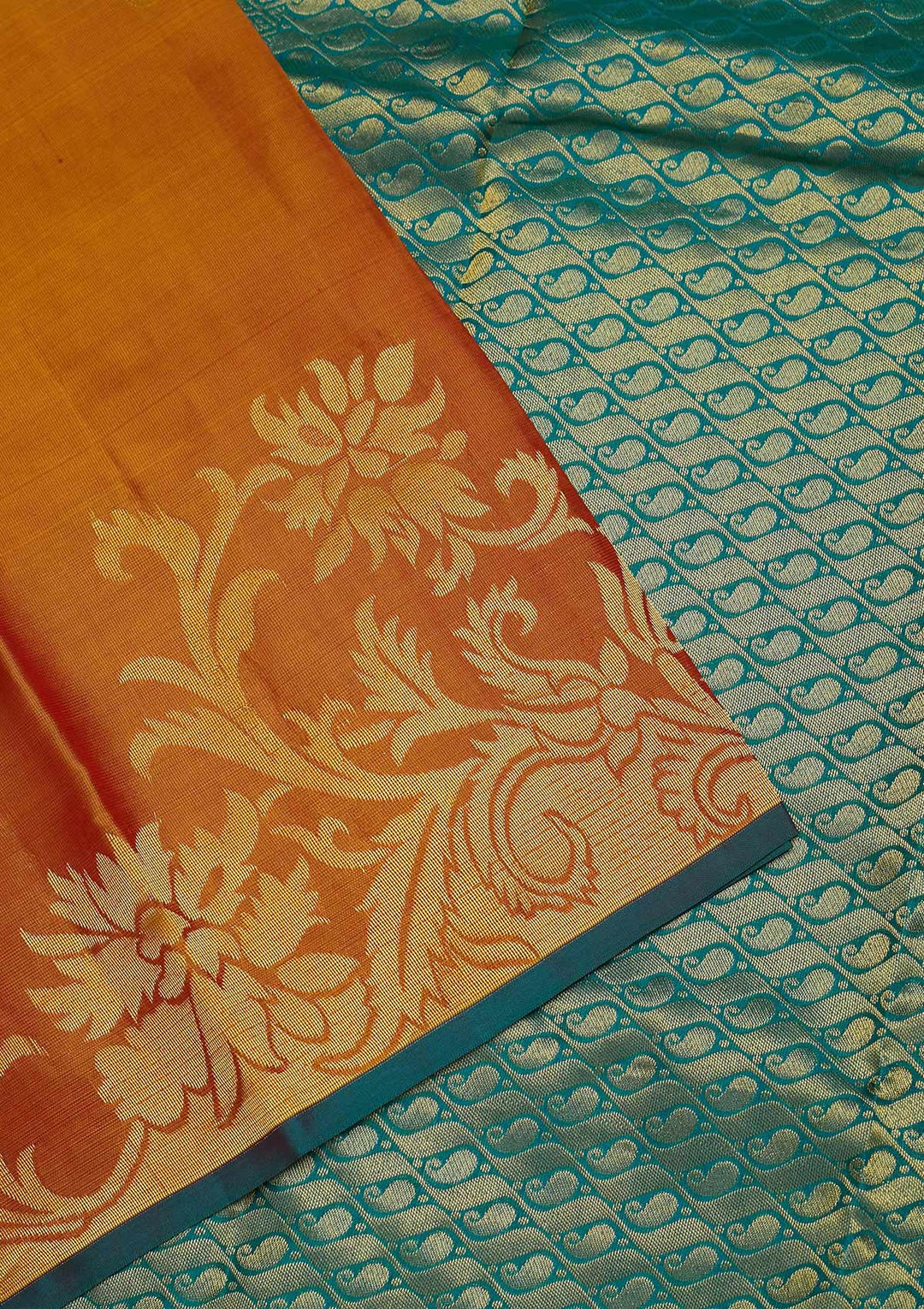 Mustard Zariwork Pure Silk Saree-Koskii
