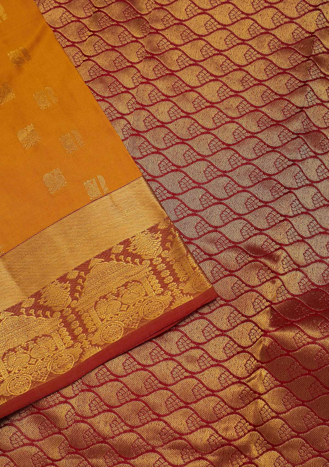 Mustard Zariwork Pure Silk Saree-Koskii