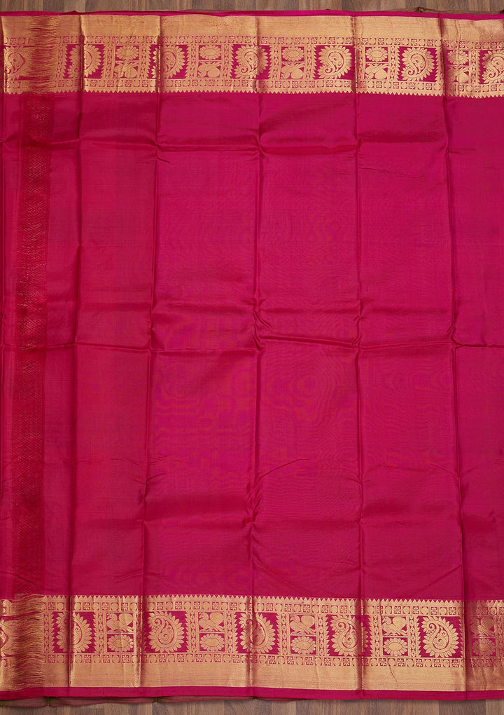 Mustard Zariwork Pure Silk Saree-Koskii
