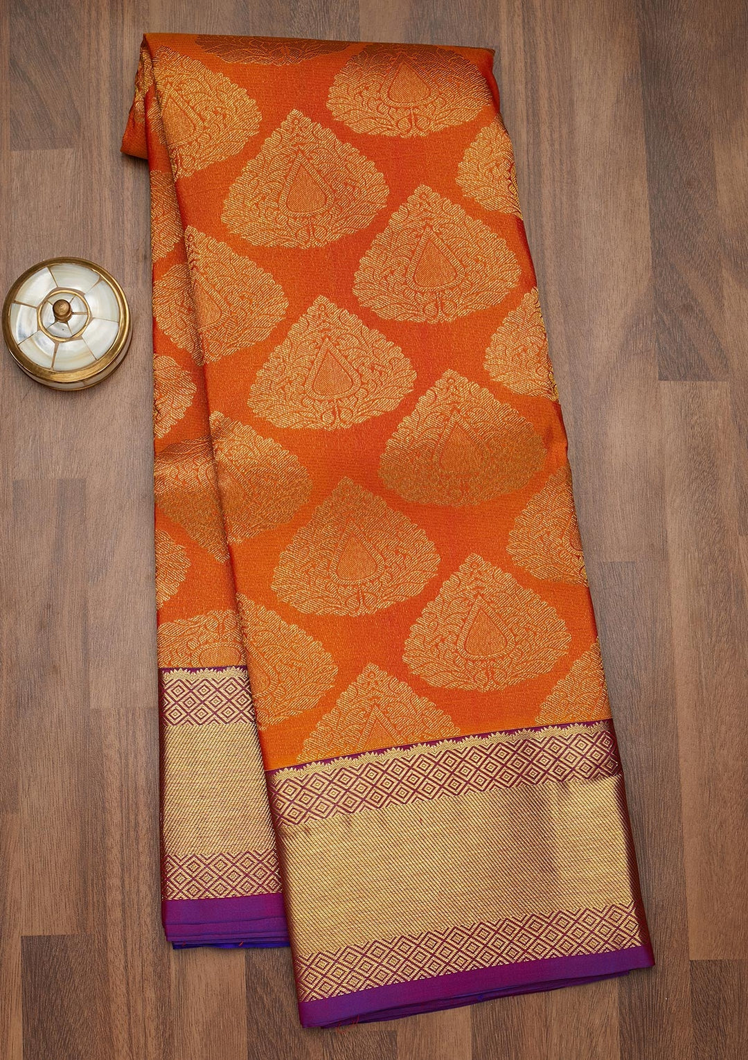 Mustard Zariwork Pure Silk Saree-Koskii