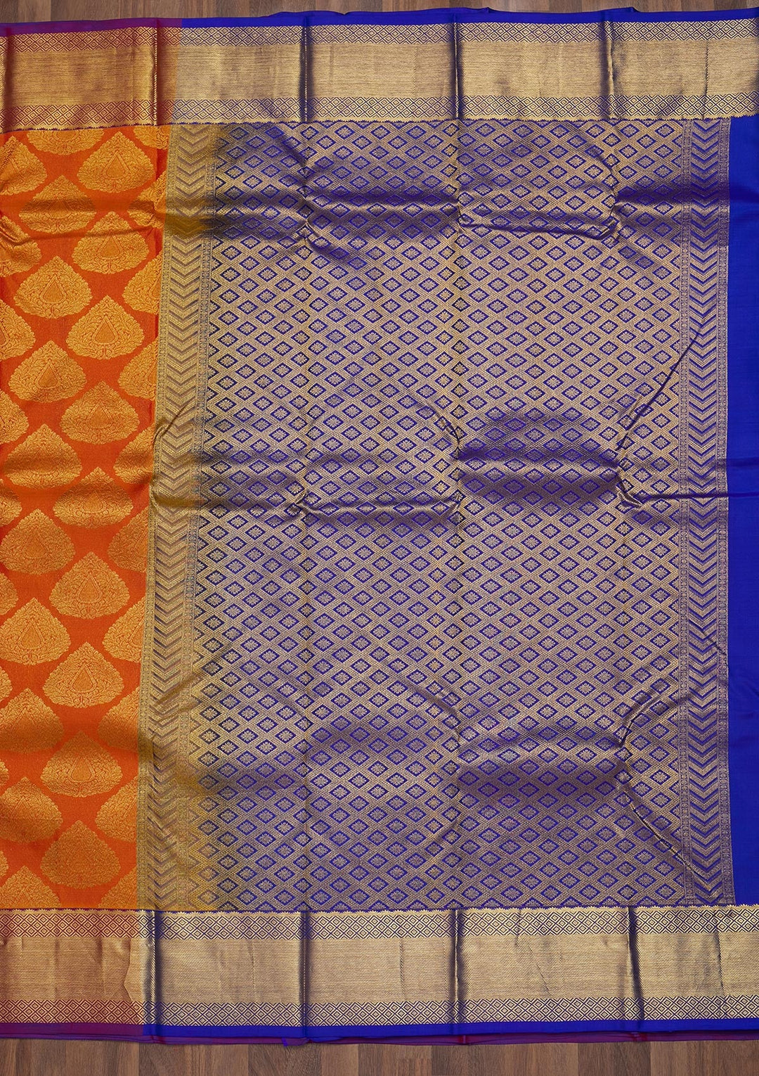 Mustard Zariwork Pure Silk Saree-Koskii