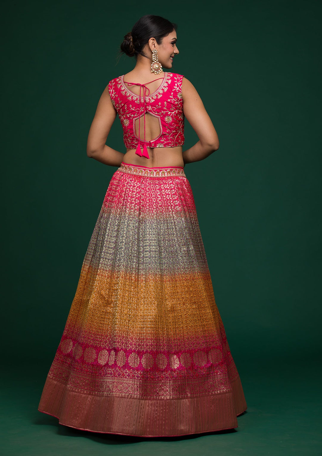 Mustard Zariwork Raw Silk Lehenga-koskii