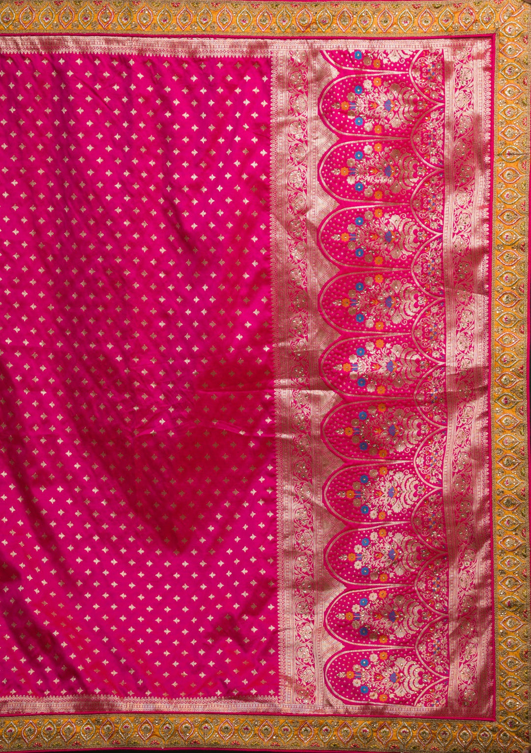 Mustard Zariwork Raw Silk Lehenga-koskii