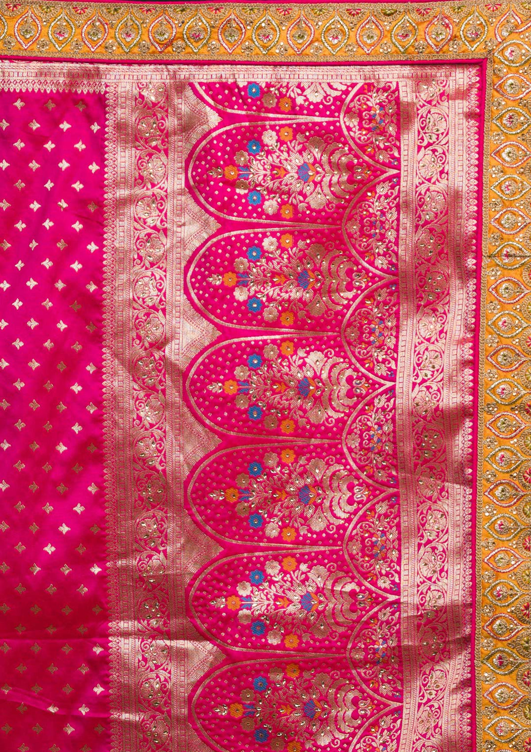 Mustard Zariwork Raw Silk Lehenga-koskii