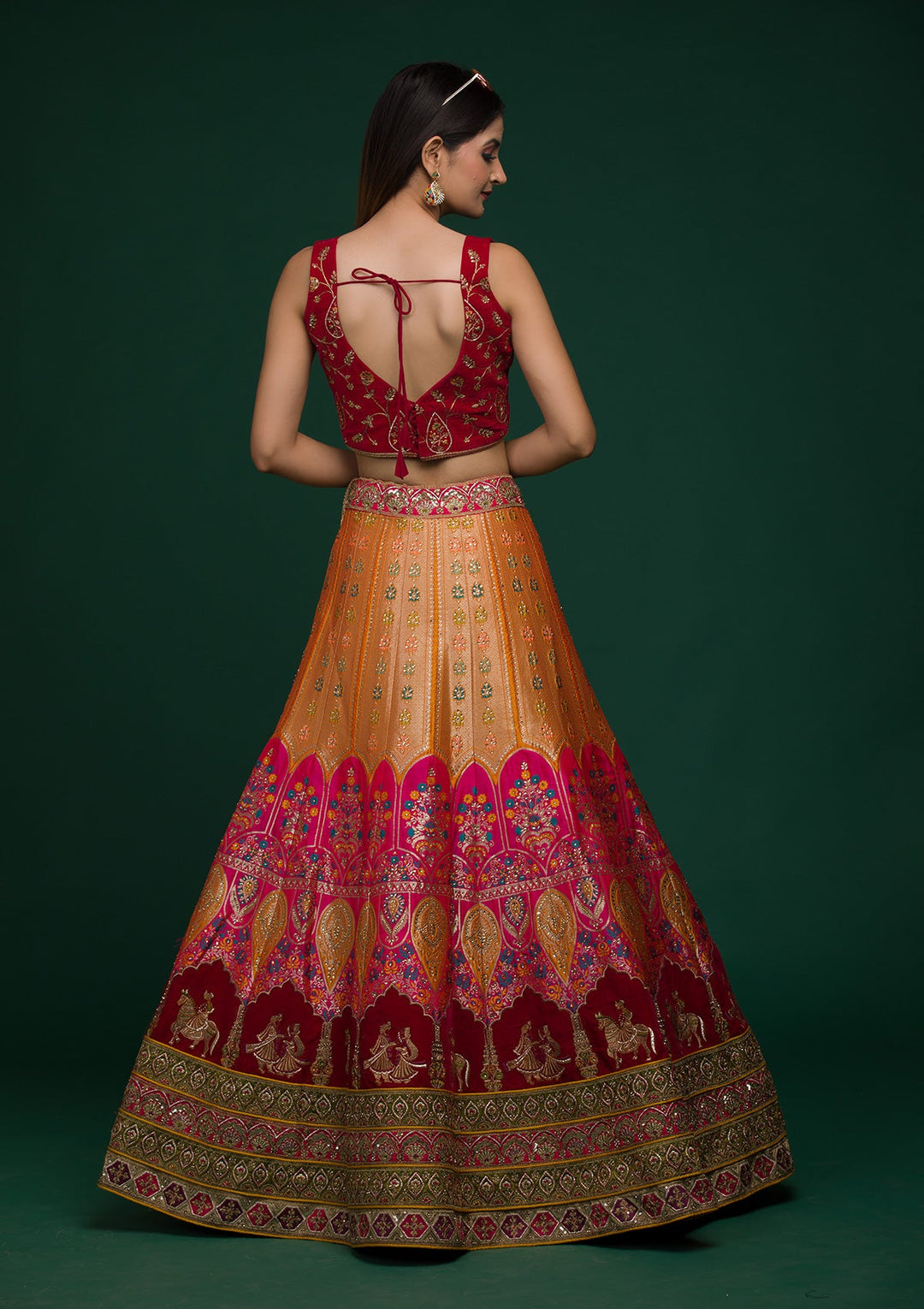 Mustard Zariwork Raw Silk Lehenga-koskii
